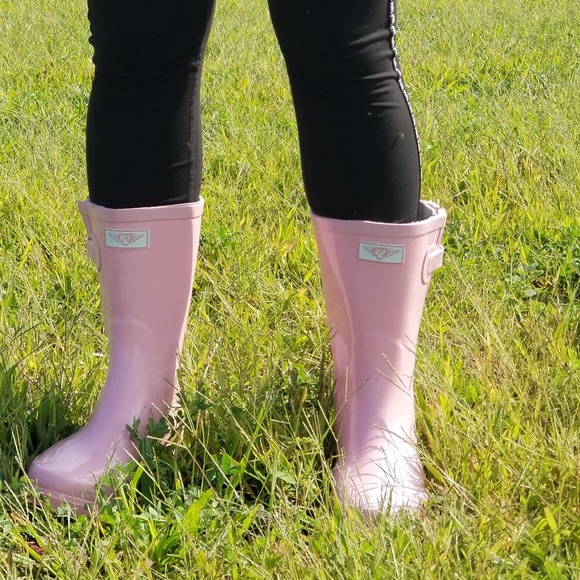 Women's 11" Pink Rubber Rainboots Garden Wellies - Picture 2 of 5